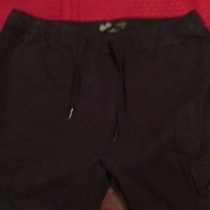 Black side pocket joggers for men